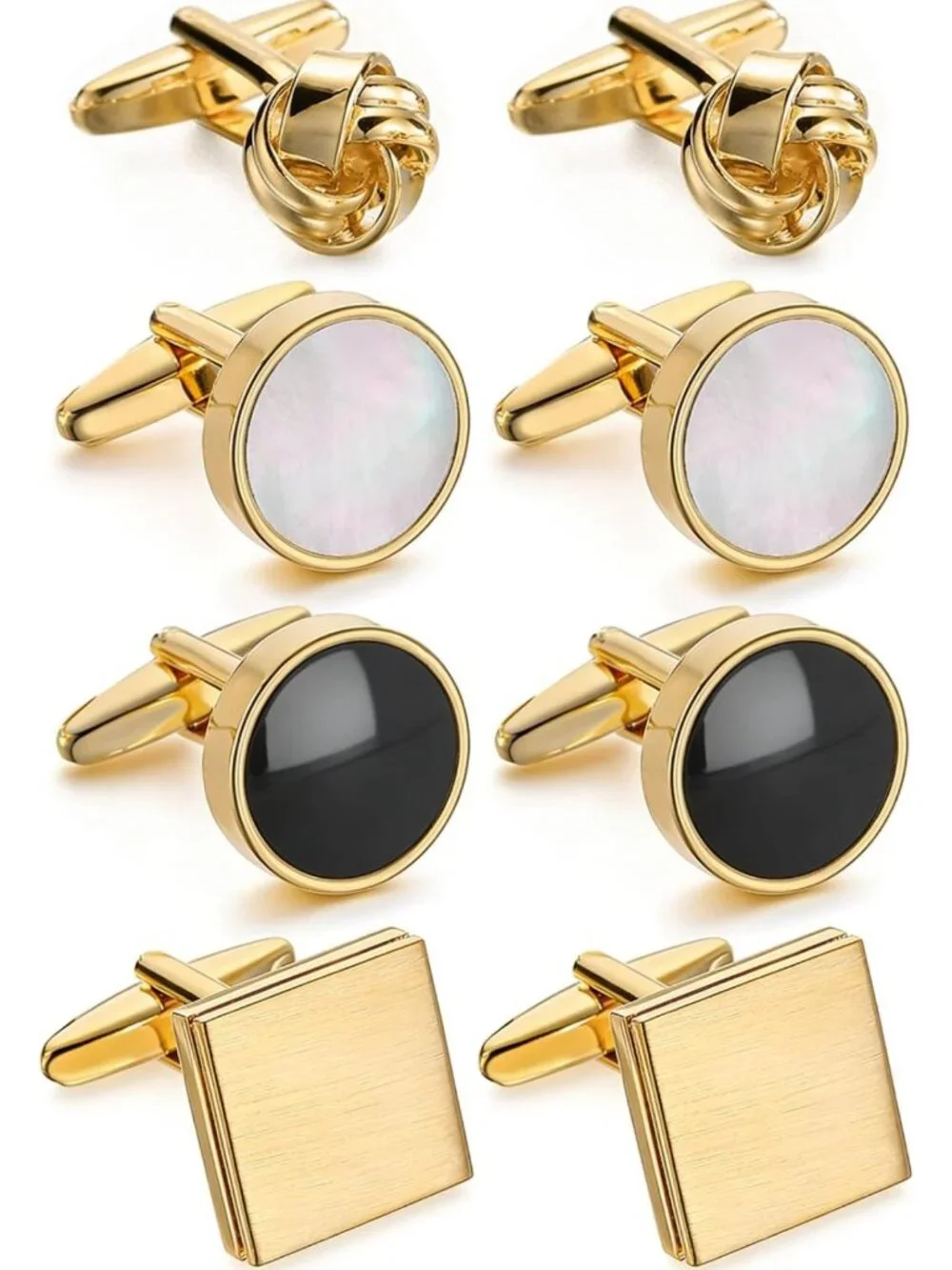 Elegant Gold Cufflinks Set of 4 with Mother of Pearl - Perfect for Weddings